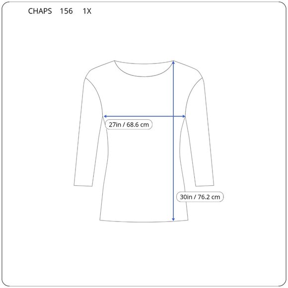 Chaps Womens Top 1X Plus Tunic 3/4 Sleeve On Off Shoulder Blue Geometric GEO247E - Picture 2 of 10